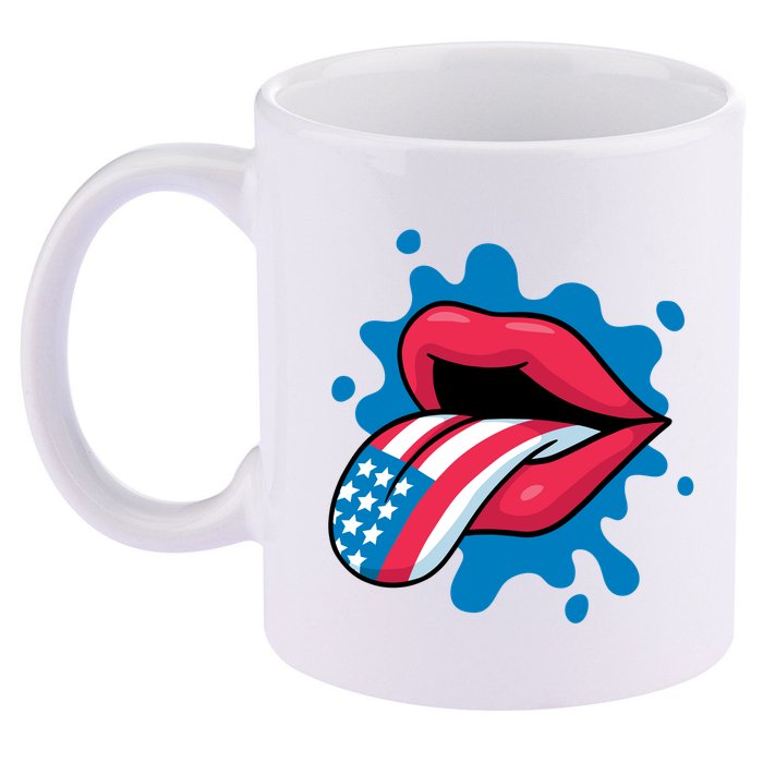 American Flag Tongue 11oz C Handle Ceramic Mug