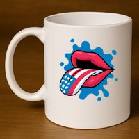 American Flag Tongue 11oz C Handle Ceramic Mug