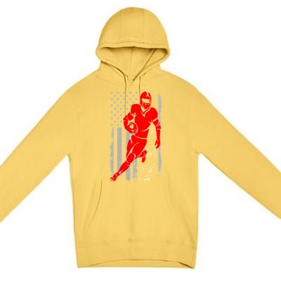 American Football Vintage Flag USA Premium Pullover Hoodie