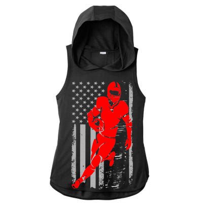 American Football Vintage Flag USA Ladies PosiCharge Tri-Blend Wicking Draft Hoodie Tank