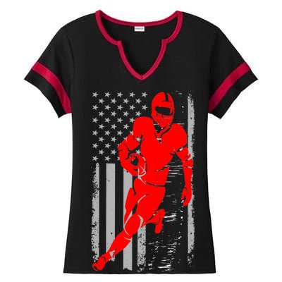 American Football Vintage Flag USA Ladies Halftime Notch Neck Tee