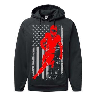 American Football Vintage Flag USA Performance Fleece Hoodie