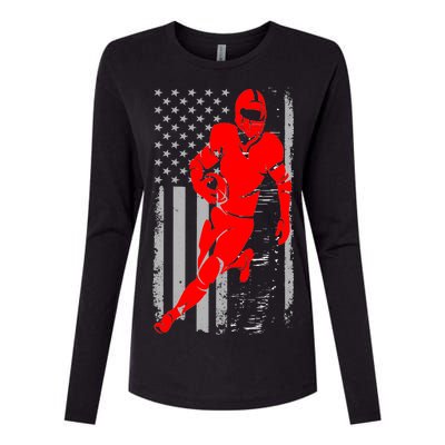 American Football Vintage Flag USA Womens Cotton Relaxed Long Sleeve T-Shirt