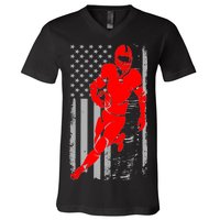 American Football Vintage Flag USA V-Neck T-Shirt