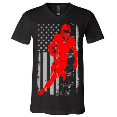 American Football Vintage Flag USA V-Neck T-Shirt