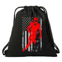 American Football Vintage Flag USA Drawstring Bag