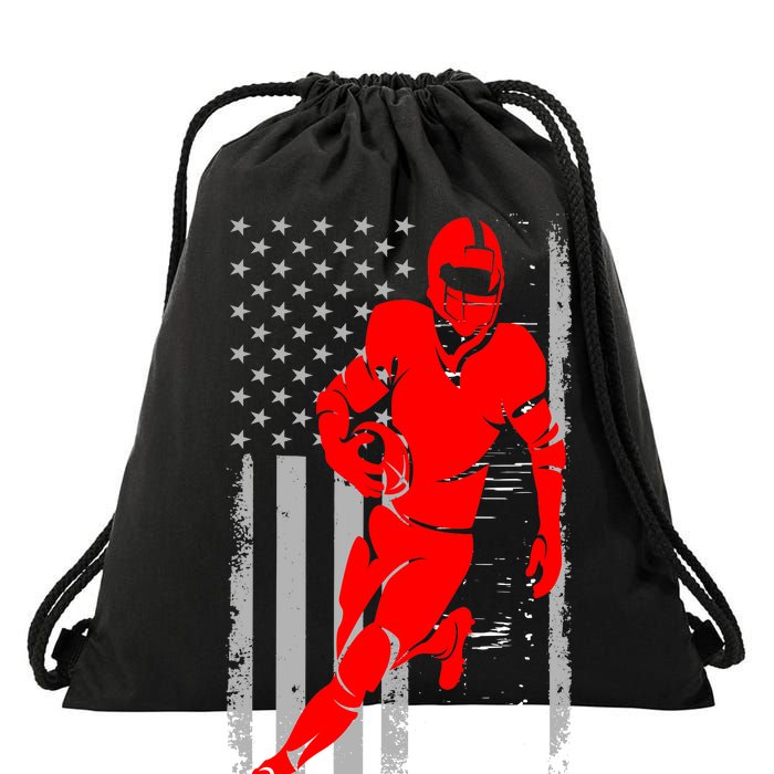 American Football Vintage Flag USA Drawstring Bag