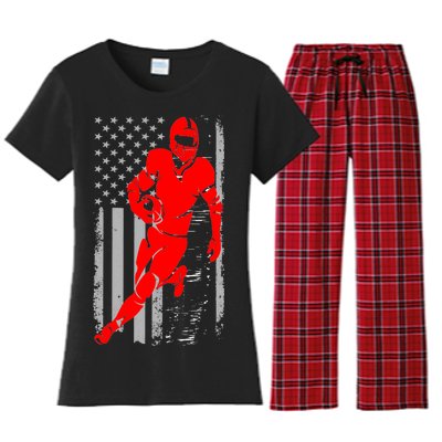 American Football Vintage Flag USA Women's Flannel Pajama Set