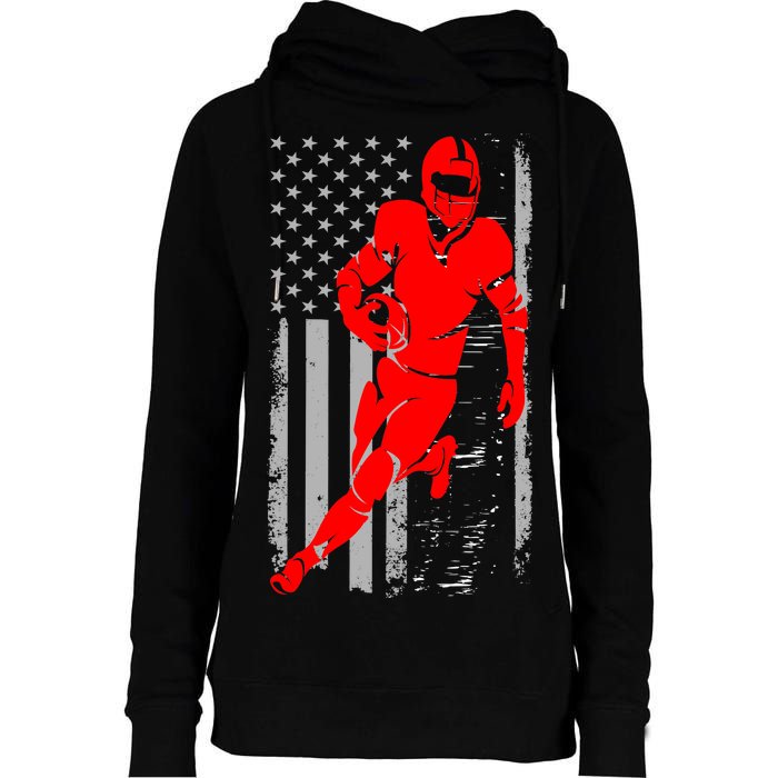 American Football Vintage Flag USA Womens Funnel Neck Pullover Hood