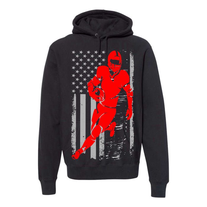 American Football Vintage Flag USA Premium Hoodie