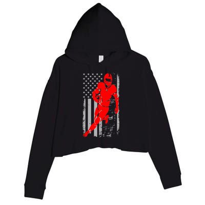 American Football Vintage Flag USA Crop Fleece Hoodie