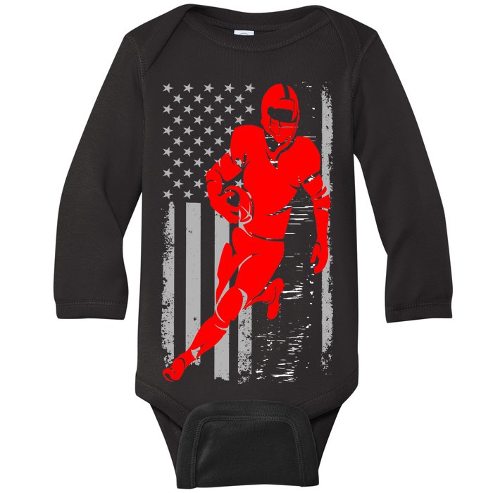 American Football Vintage Flag USA Baby Long Sleeve Bodysuit