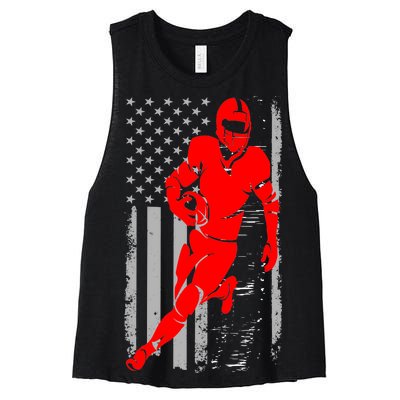 American Football Vintage Flag USA Women's Racerback Cropped Tank