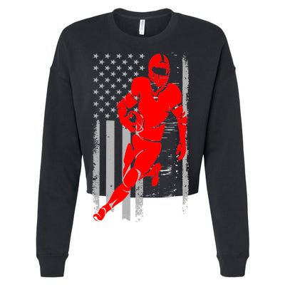 American Football Vintage Flag USA Cropped Pullover Crew