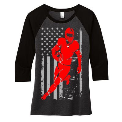 American Football Vintage Flag USA Women's Tri-Blend 3/4-Sleeve Raglan Shirt