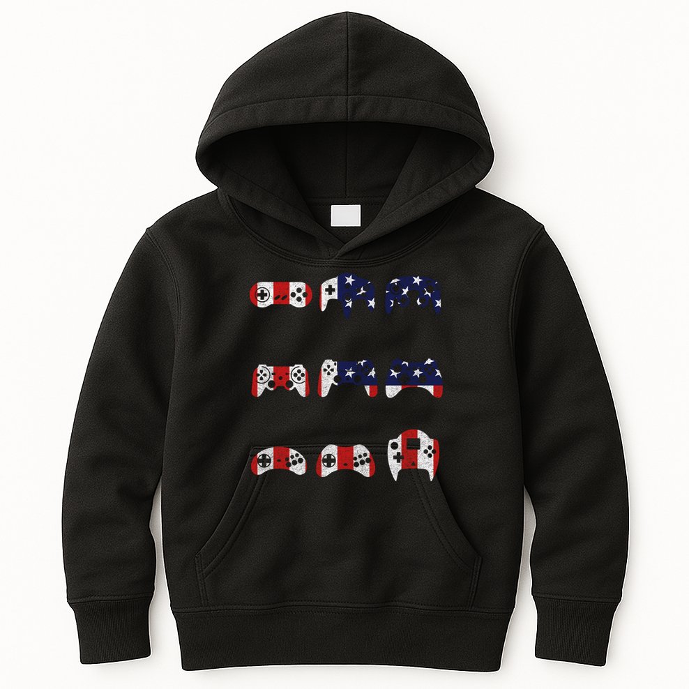 American Gamer Mash Up Controllers Kids Hoodie