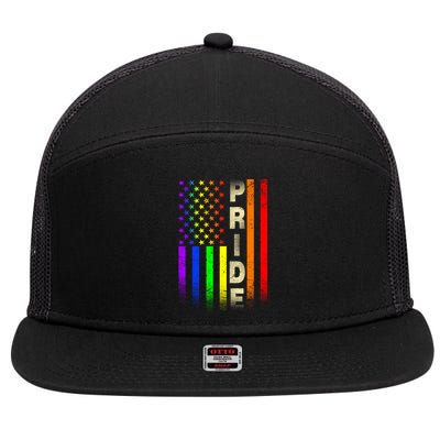 American Gay Pride Rainbow Flag 7 Panel Mesh Trucker Snapback Hat