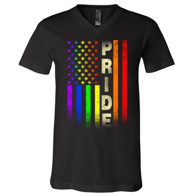 American Gay Pride Rainbow Flag V-Neck T-Shirt