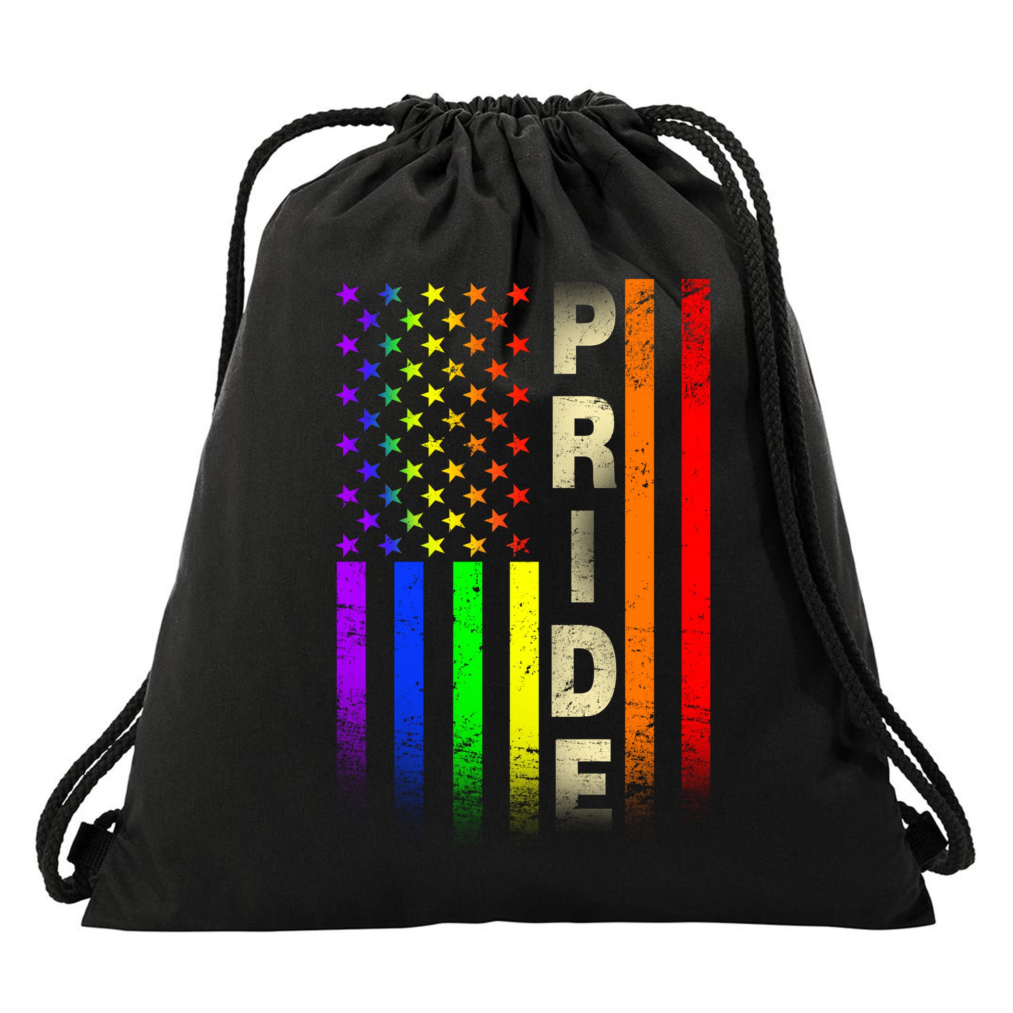 American Gay Pride Rainbow Flag Drawstring Bag