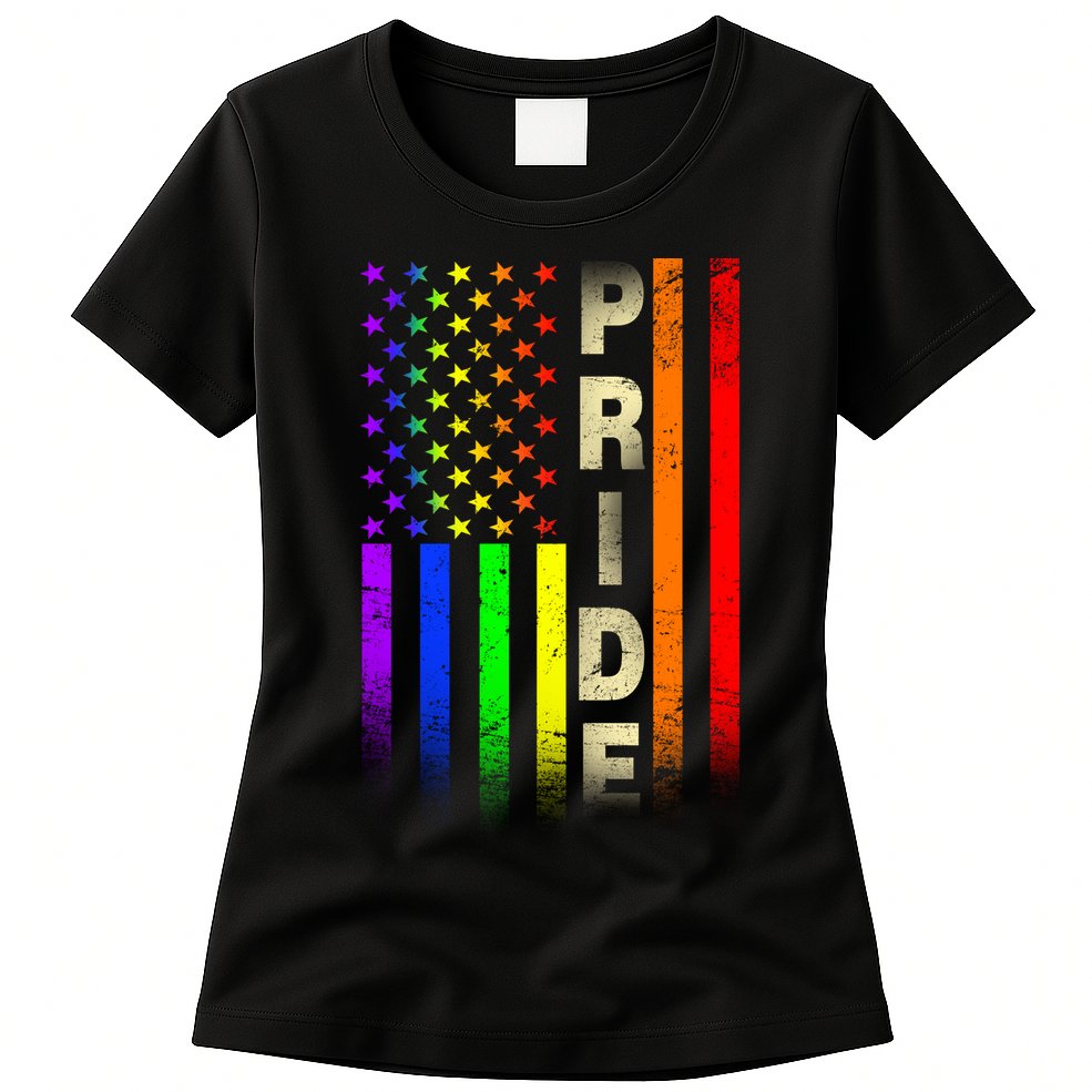 American Gay Pride Rainbow Flag Womens T-Shirt