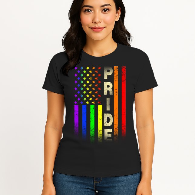American Gay Pride Rainbow Flag Womens T-Shirt