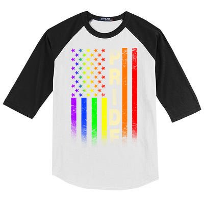 American Gay Pride Rainbow Flag Kids Colorblock Raglan Jersey
