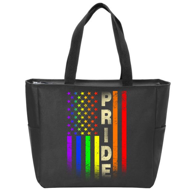 American Gay Pride Rainbow Flag Zip Tote Bag