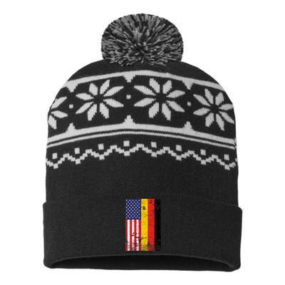 American German Flag USA-Made Snowflake Beanie