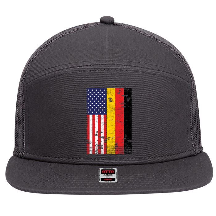 American German Flag 7 Panel Mesh Trucker Snapback Hat