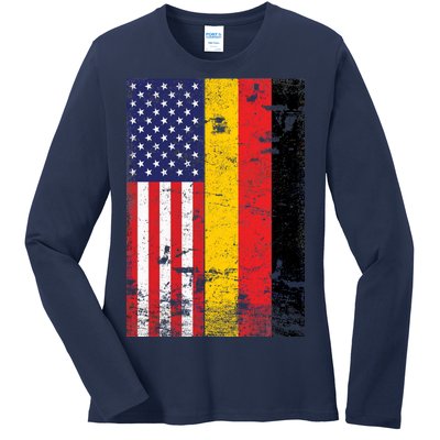 American German Flag Ladies Long Sleeve Shirt