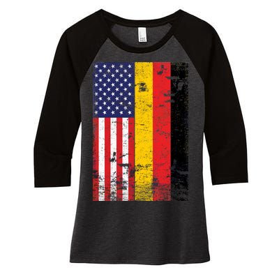 American German Flag Women's Tri-Blend 3/4-Sleeve Raglan Shirt