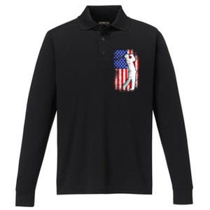 American Golf Flag Performance Long Sleeve Polo