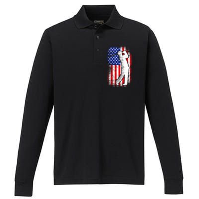 American Golf Flag Performance Long Sleeve Polo