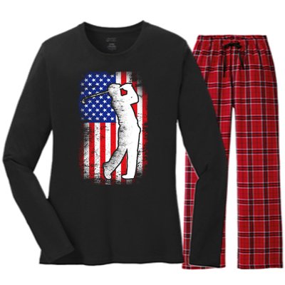 American Golf Flag Women's Long Sleeve Flannel Pajama Set 