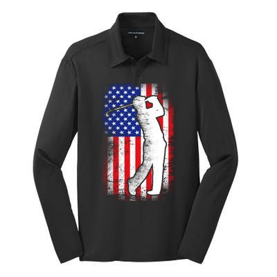 American Golf Flag Silk Touch Performance Long Sleeve Polo