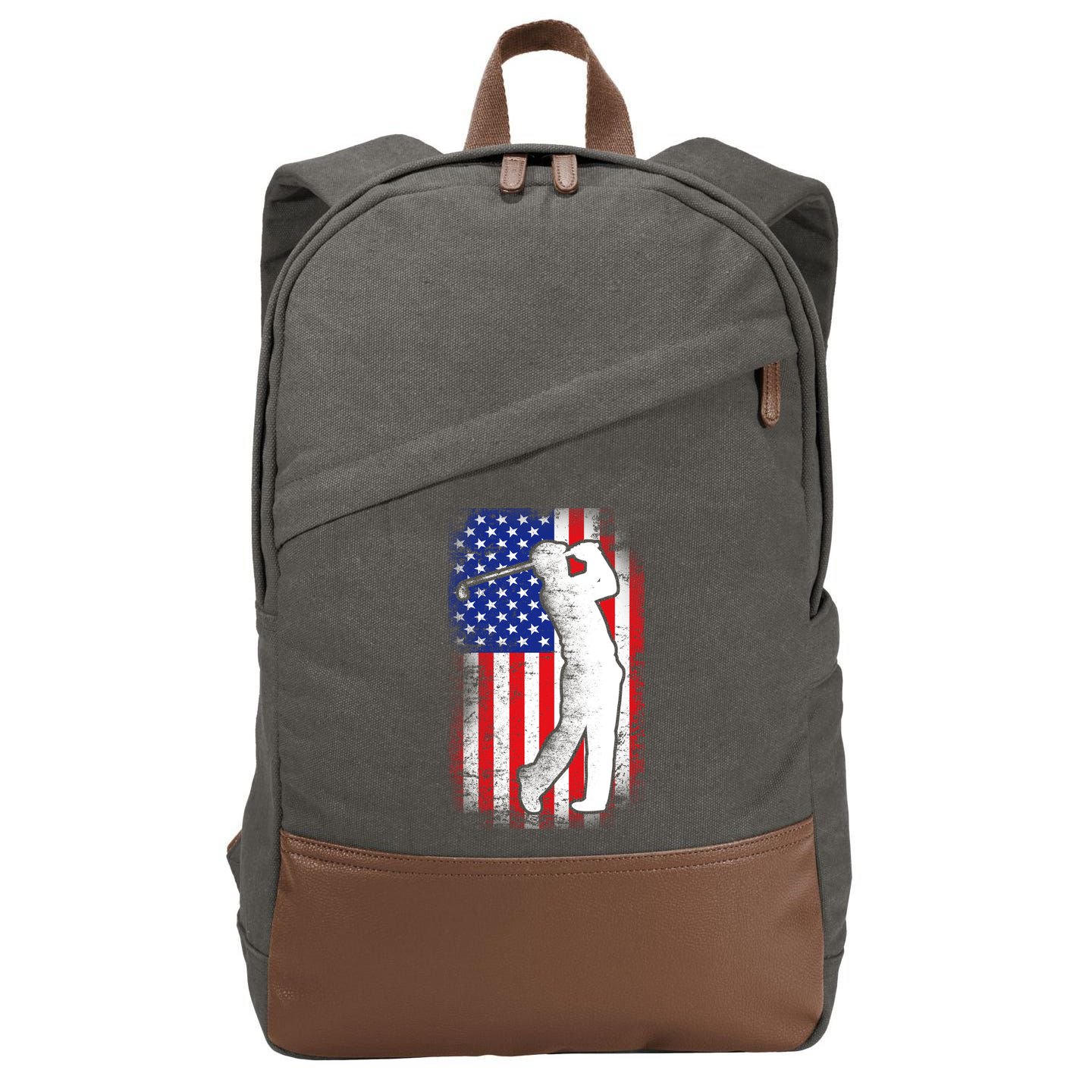 American Golf Flag Cotton Canvas Backpack
