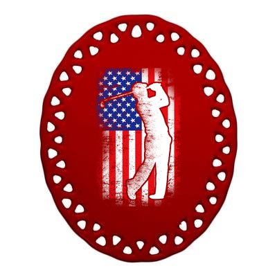 American Golf Flag Ceramic Oval Ornament