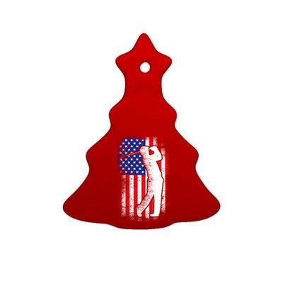 American Golf Flag Ceramic Tree Ornament