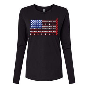 American Golf USA Flag Womens Cotton Relaxed Long Sleeve T-Shirt