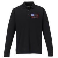 American Golf USA Flag Performance Long Sleeve Polo