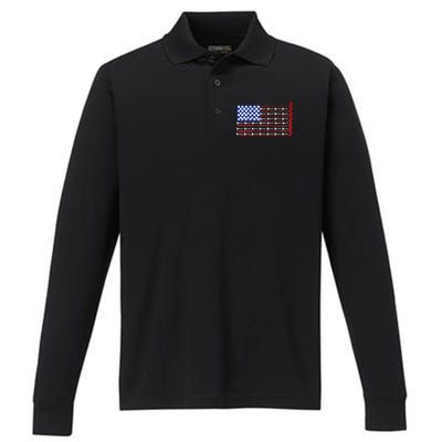 American Golf USA Flag Performance Long Sleeve Polo