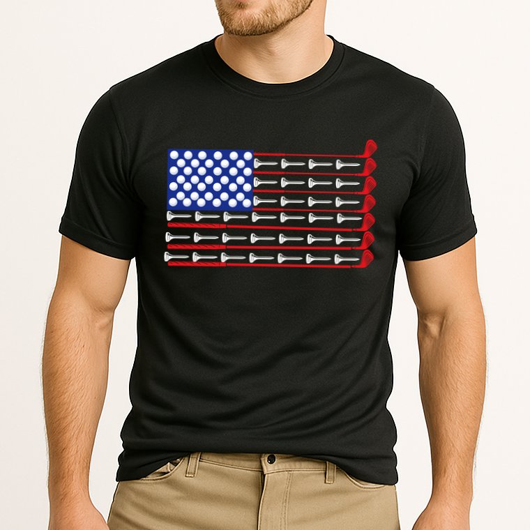 American Golf USA Flag Cooling Performance Crew T-Shirt