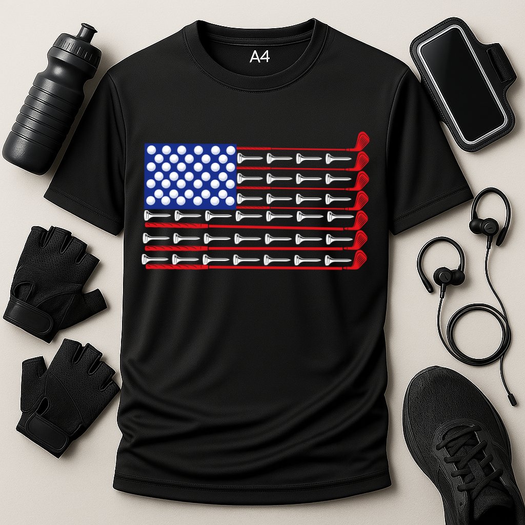 American Golf USA Flag Cooling Performance Crew T-Shirt