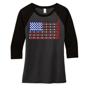 American Golf USA Flag Women's Tri-Blend 3/4-Sleeve Raglan Shirt