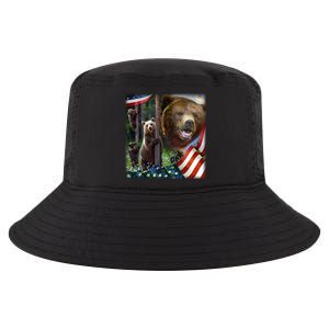 American Grizzly American Flag Bear Family Cool Comfort Performance Bucket Hat