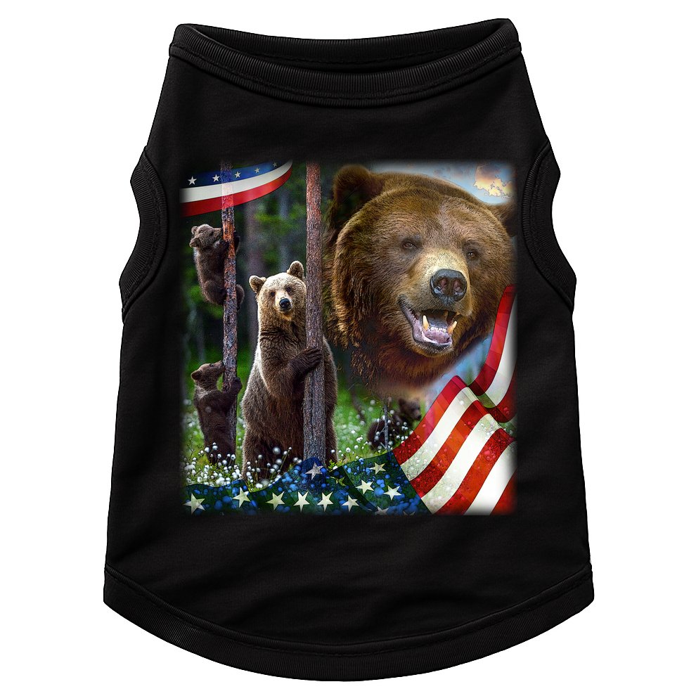American Grizzly American Flag Bear Family Doggie Tank