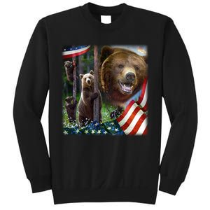 American Grizzly American Flag Bear Family Sweatshirt