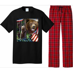 American Grizzly American Flag Bear Family Pajama Set