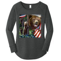 American Grizzly American Flag Bear Family Women's Perfect Tri Tunic Long Sleeve Shirt