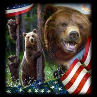 American Grizzly American Flag Bear Family Flatbill Hat